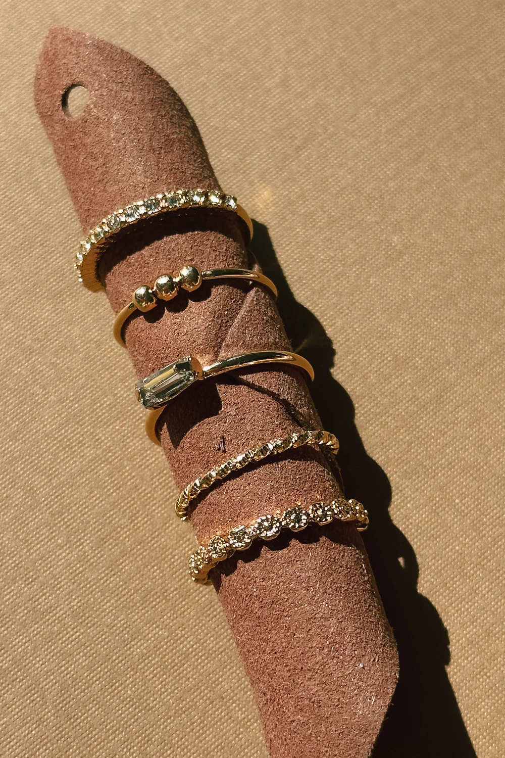 Analise Gold & Rhinestone Ring Set