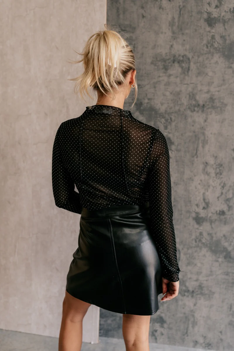 Anastasia Black Embellished Mesh Top - Image 7