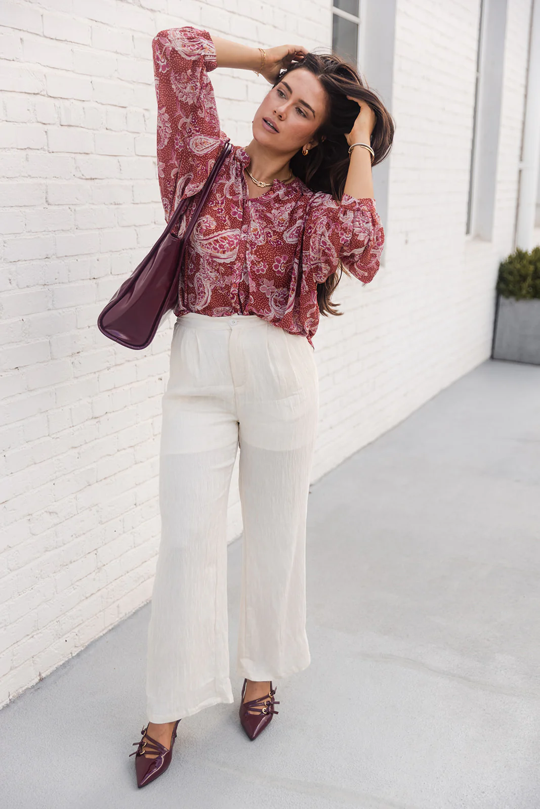 Anastasia Cream Wide Leg Pants - Image 2