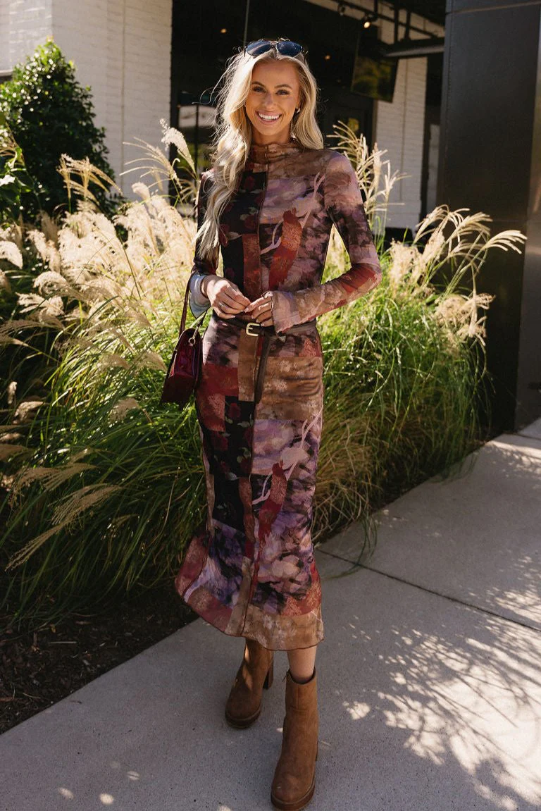 Anastasia Multi Mesh Midi Dress