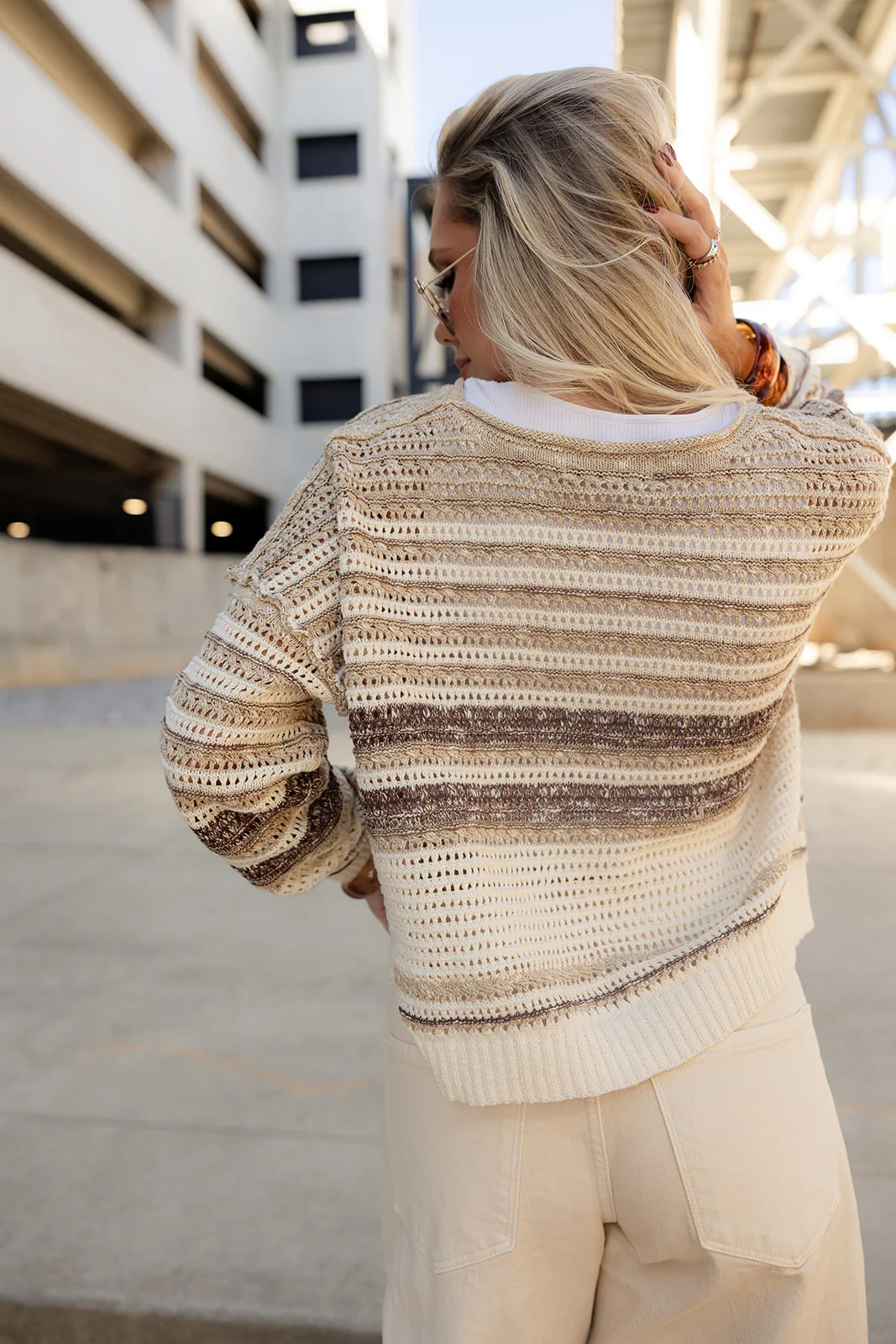 Anaya Taupe Multi Knit Sweater - Image 4