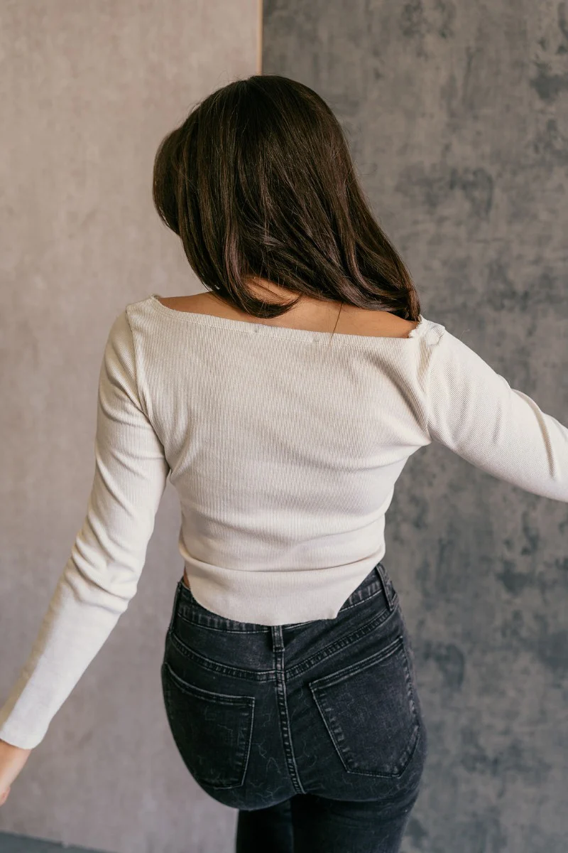 Andi Cream Scooped Long Sleeve Top - Image 7
