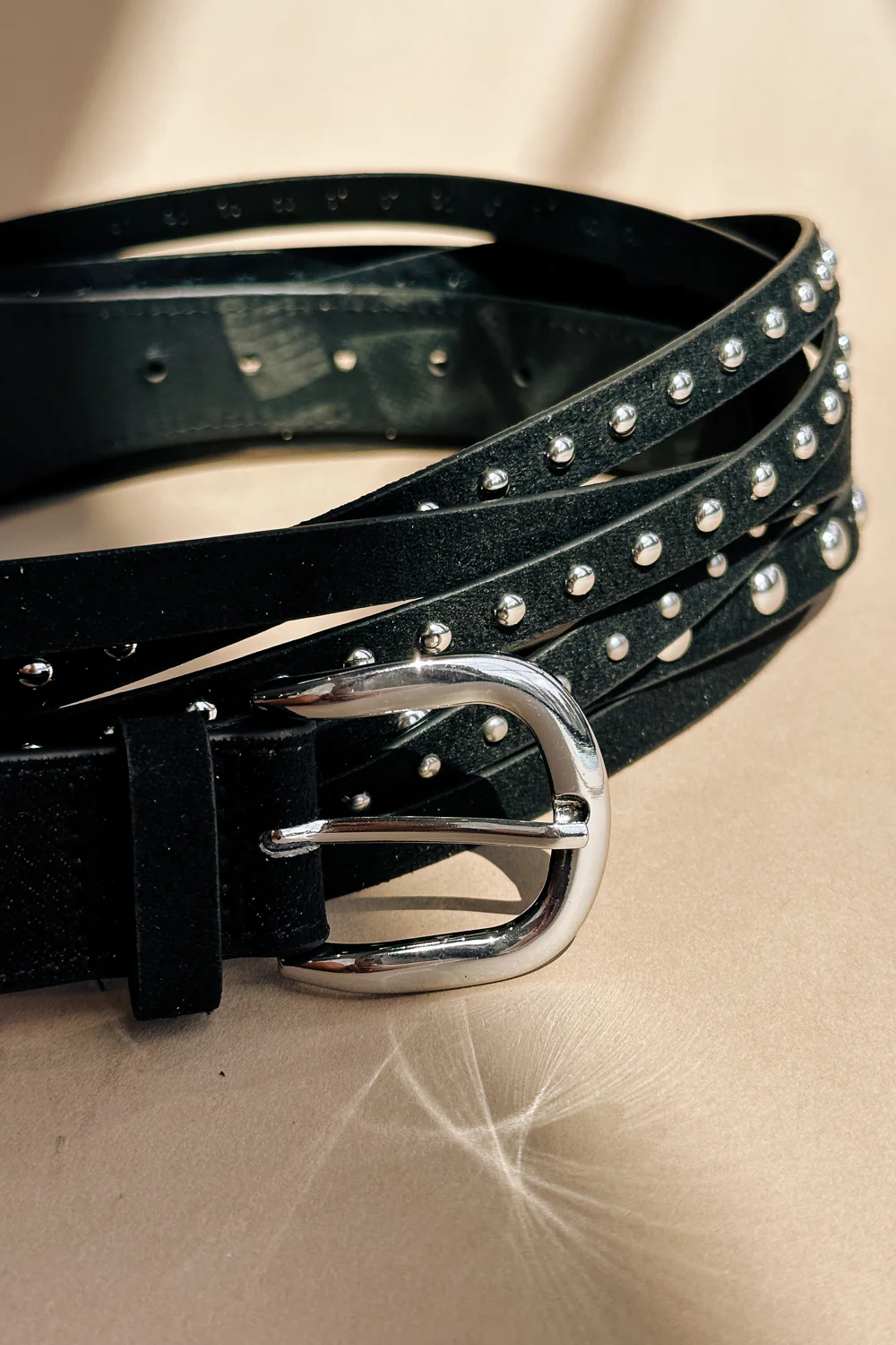 Andie Black and Silver Studs Adjustable Belt