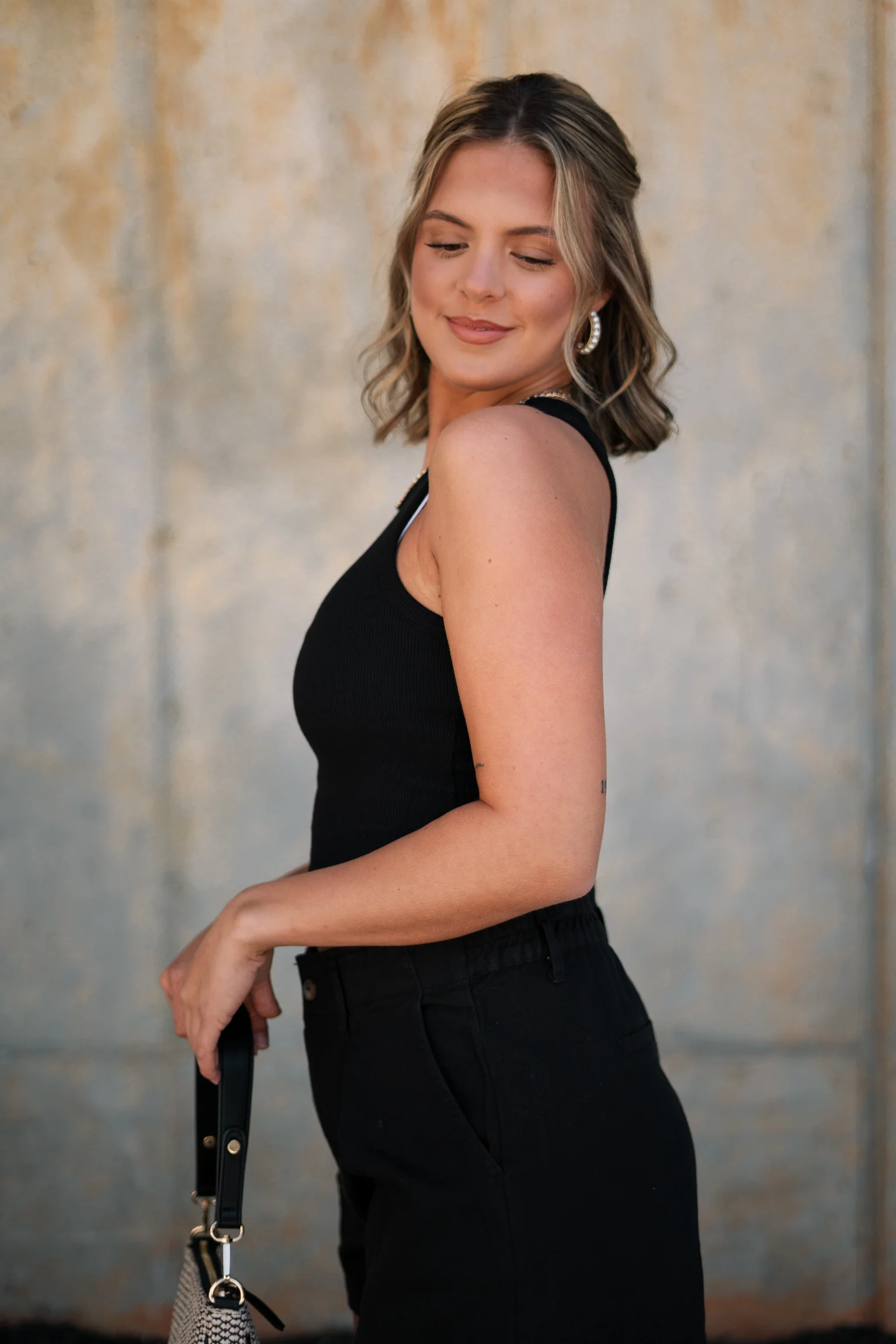 Andrea Black Ribbed Sleeveless Tank - Image 3
