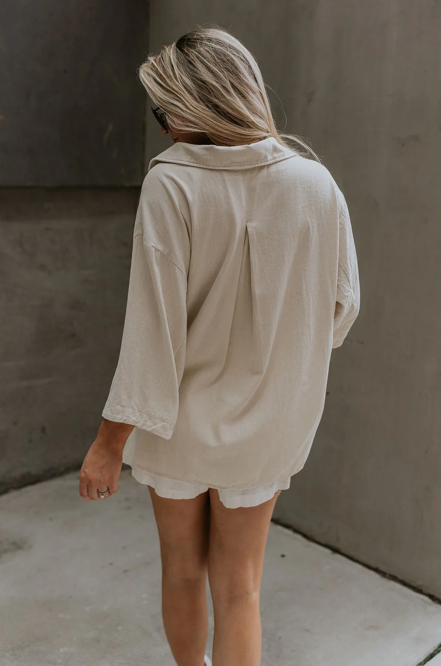 Andrea Ecru Button-Up Top - Image 4
