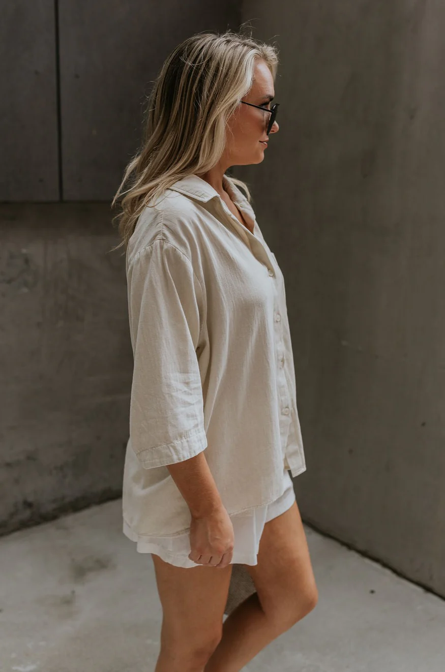 Andrea Ecru Button-Up Top - Image 8
