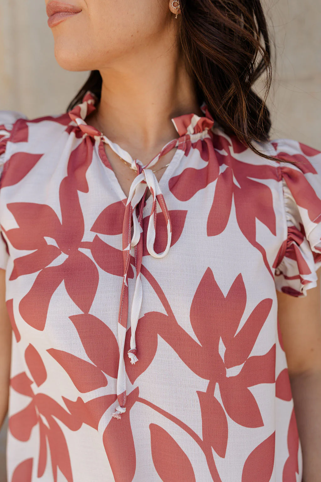Andrea Ivory and Mauve Floral Top - Image 2