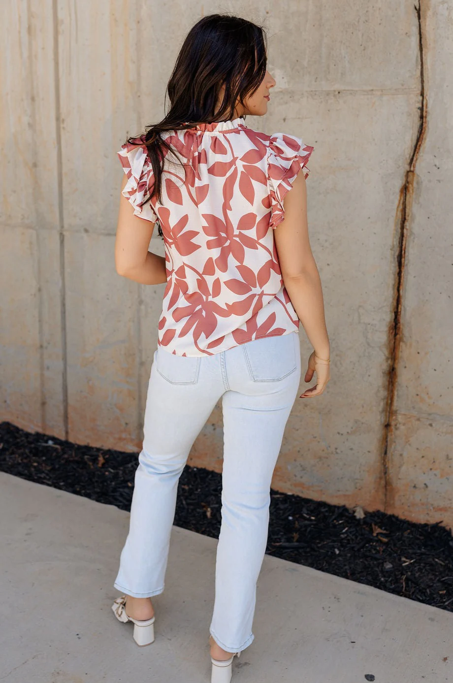 Andrea Ivory and Mauve Floral Top - Image 7