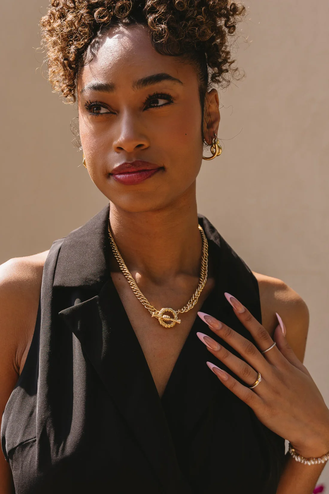 Angela Gold Roped Open Circle Necklace