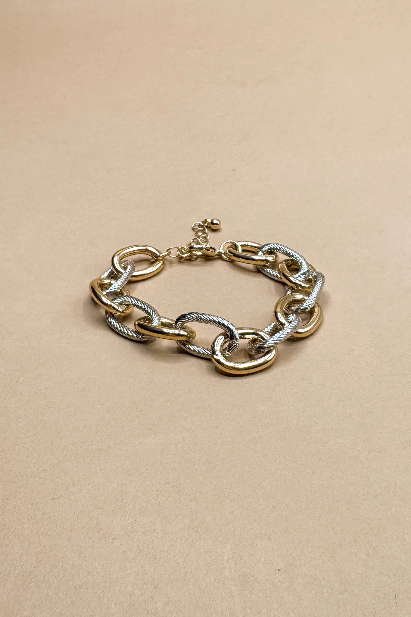 Angela Gold & Silver Ribbed Chain Bracelet