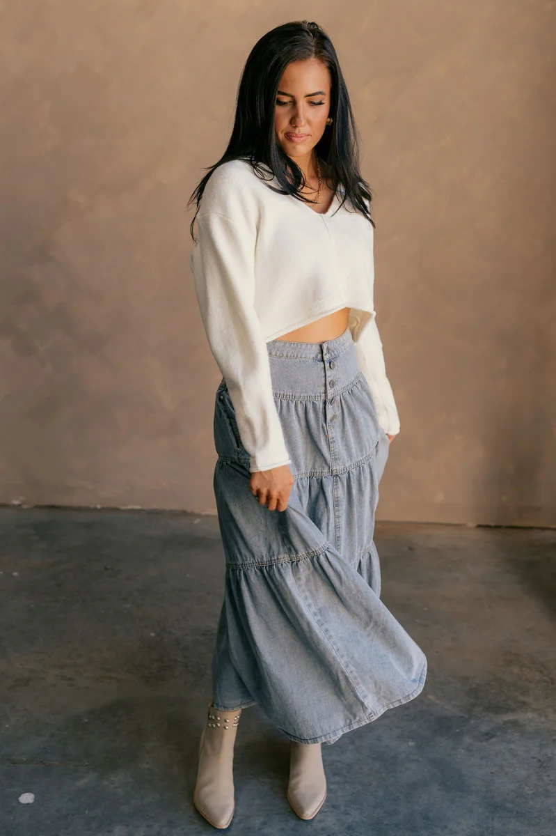 Angela Ivory Knit long Sleeve Sweater - Image 2