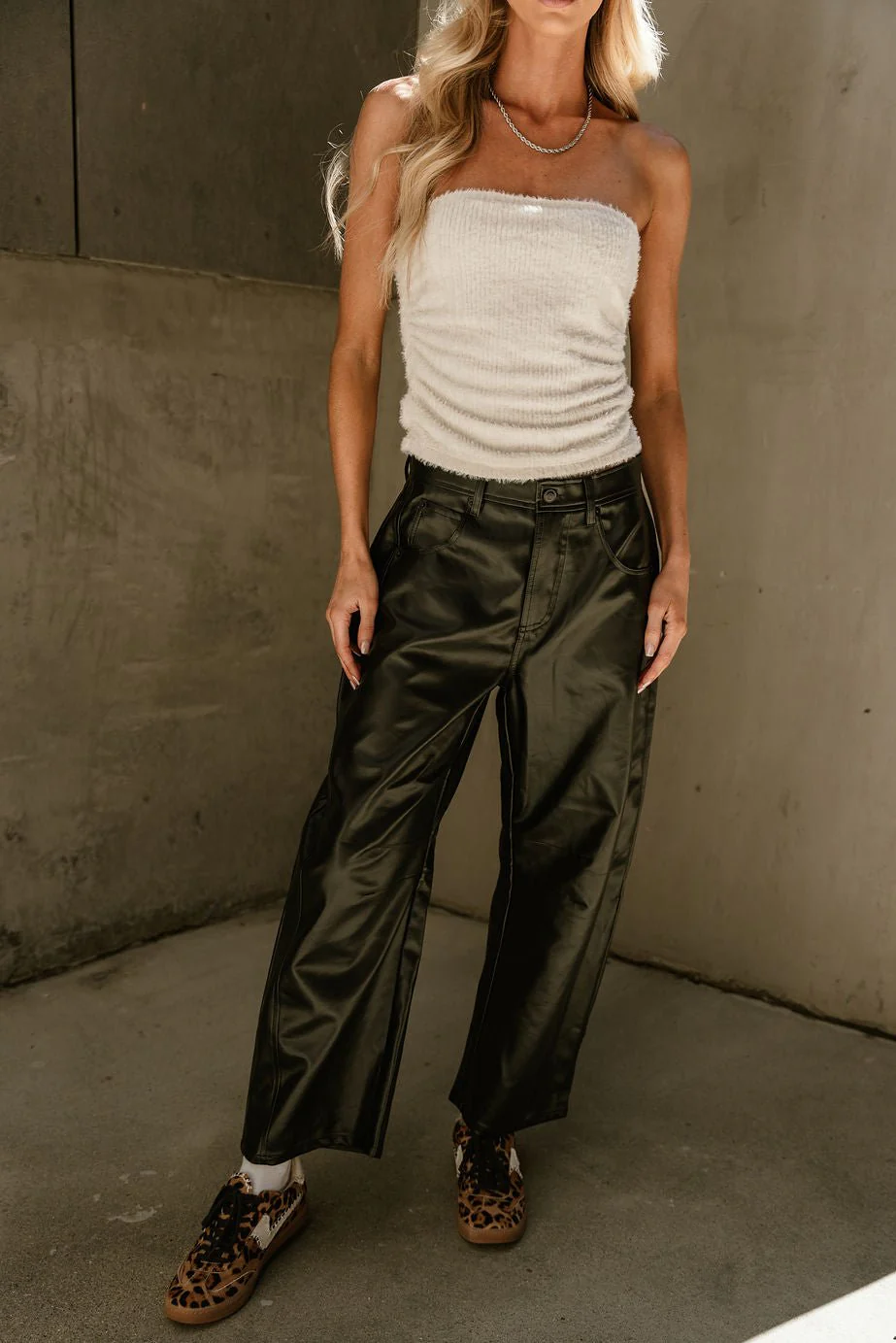 Angelica Black Faux Leather Pants - Image 2