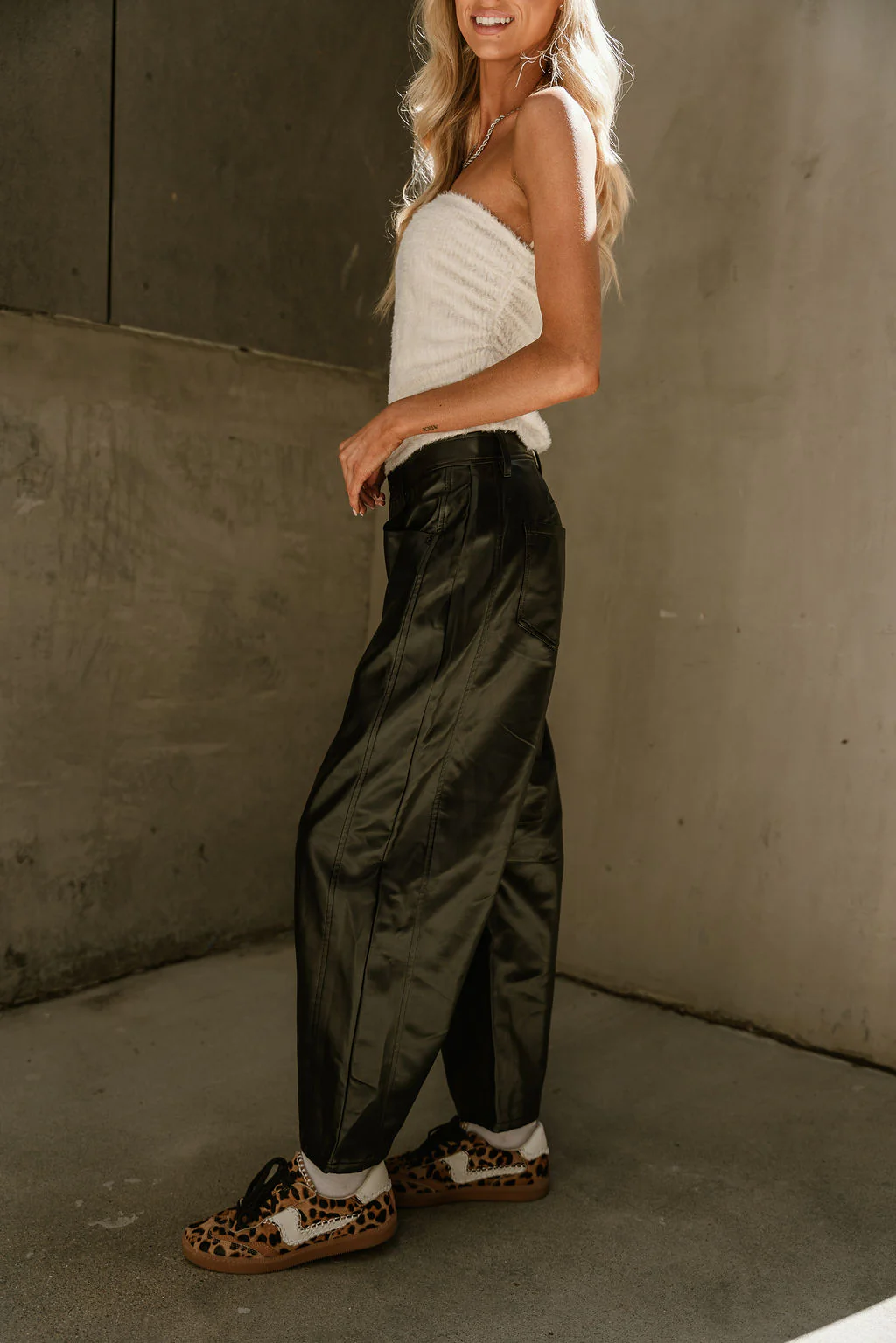 Angelica Black Faux Leather Pants - Image 3