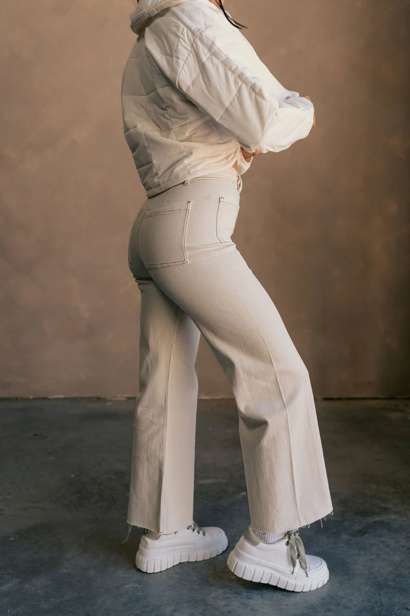 Angelina Beige High-Waisted Wide Leg Pants - Image 3
