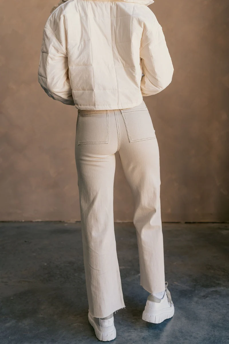 Angelina Beige High-Waisted Wide Leg Pants - Image 4