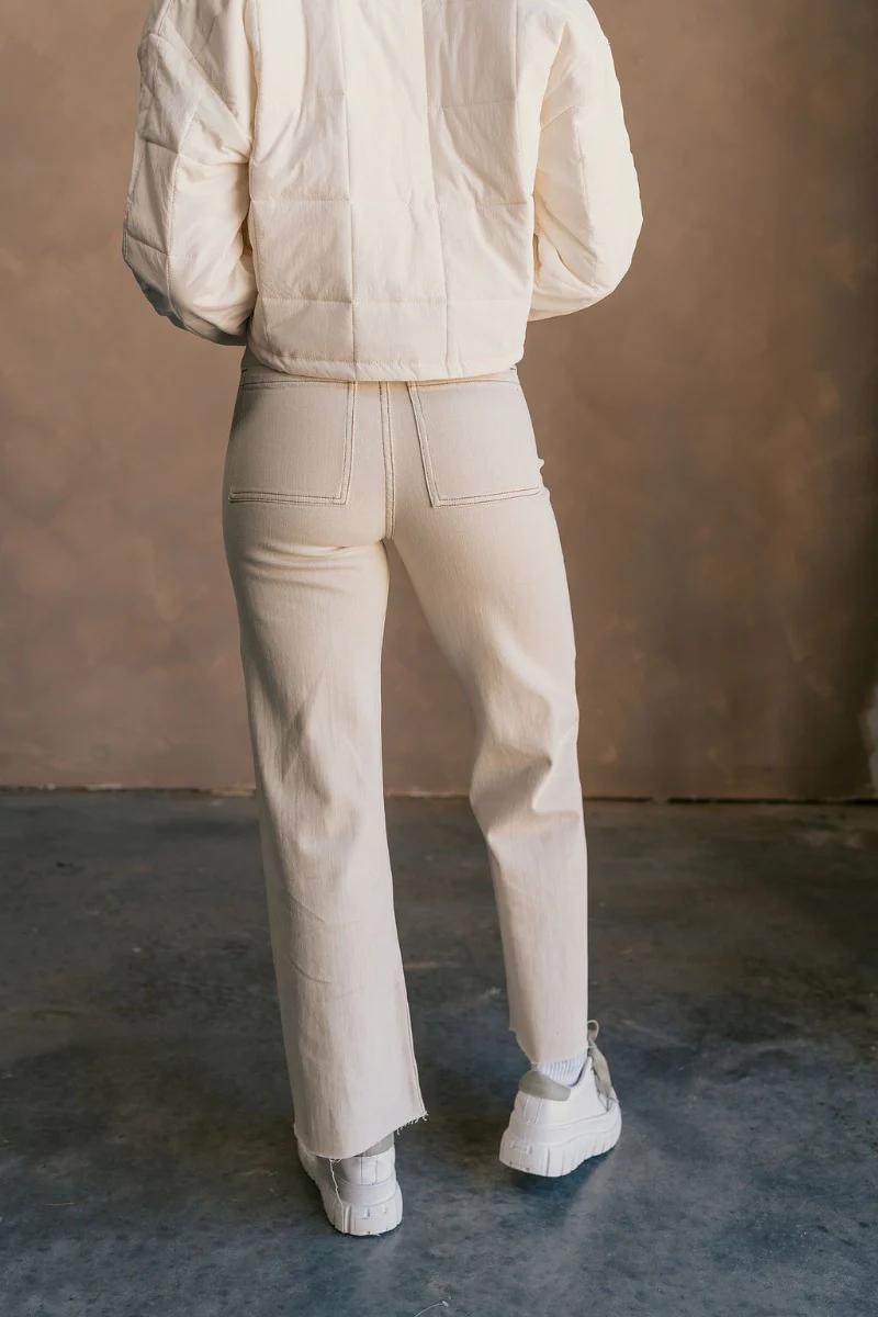 Angelina Beige High-Waisted Wide Leg Pants - Image 5
