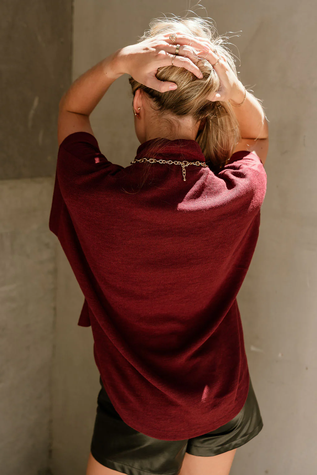 Angelina Burgundy Mock Neck Top - Image 8