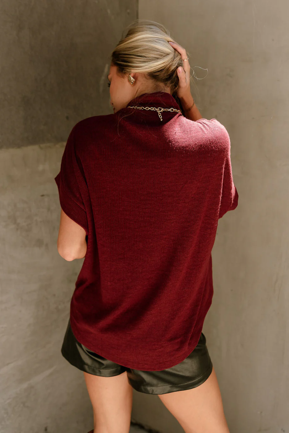 Angelina Burgundy Mock Neck Top - Image 9