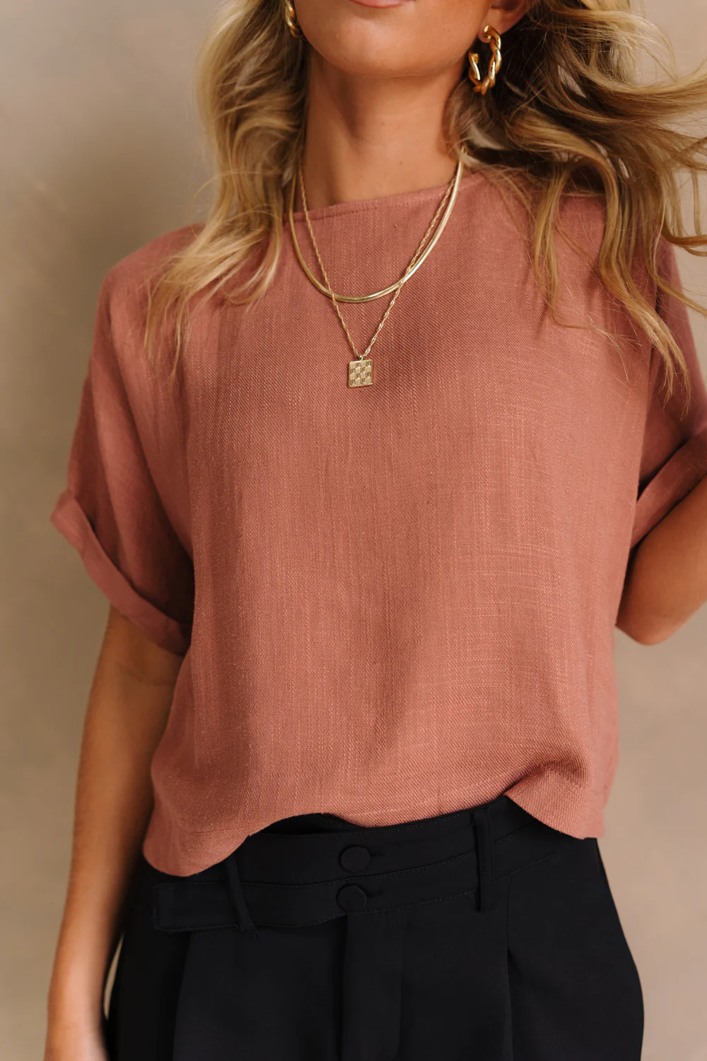 Angelina Rust Short Sleeve Top - Image 2