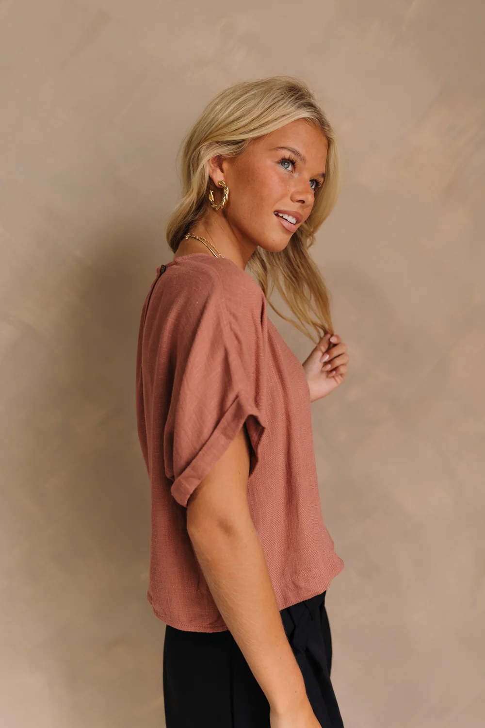 Angelina Rust Short Sleeve Top - Image 7