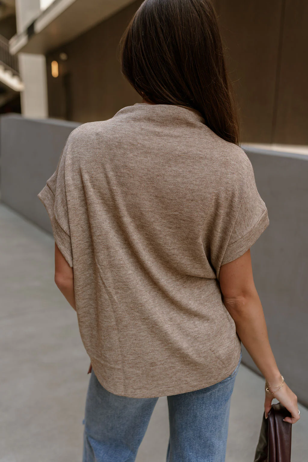 Angelina Taupe Mock Neck Top - Image 7