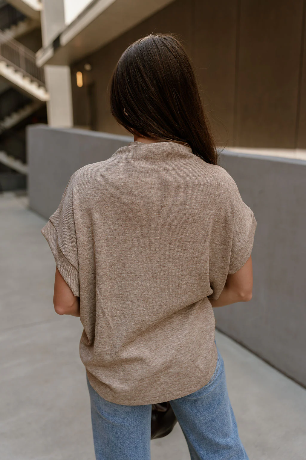 Angelina Taupe Mock Neck Top - Image 8