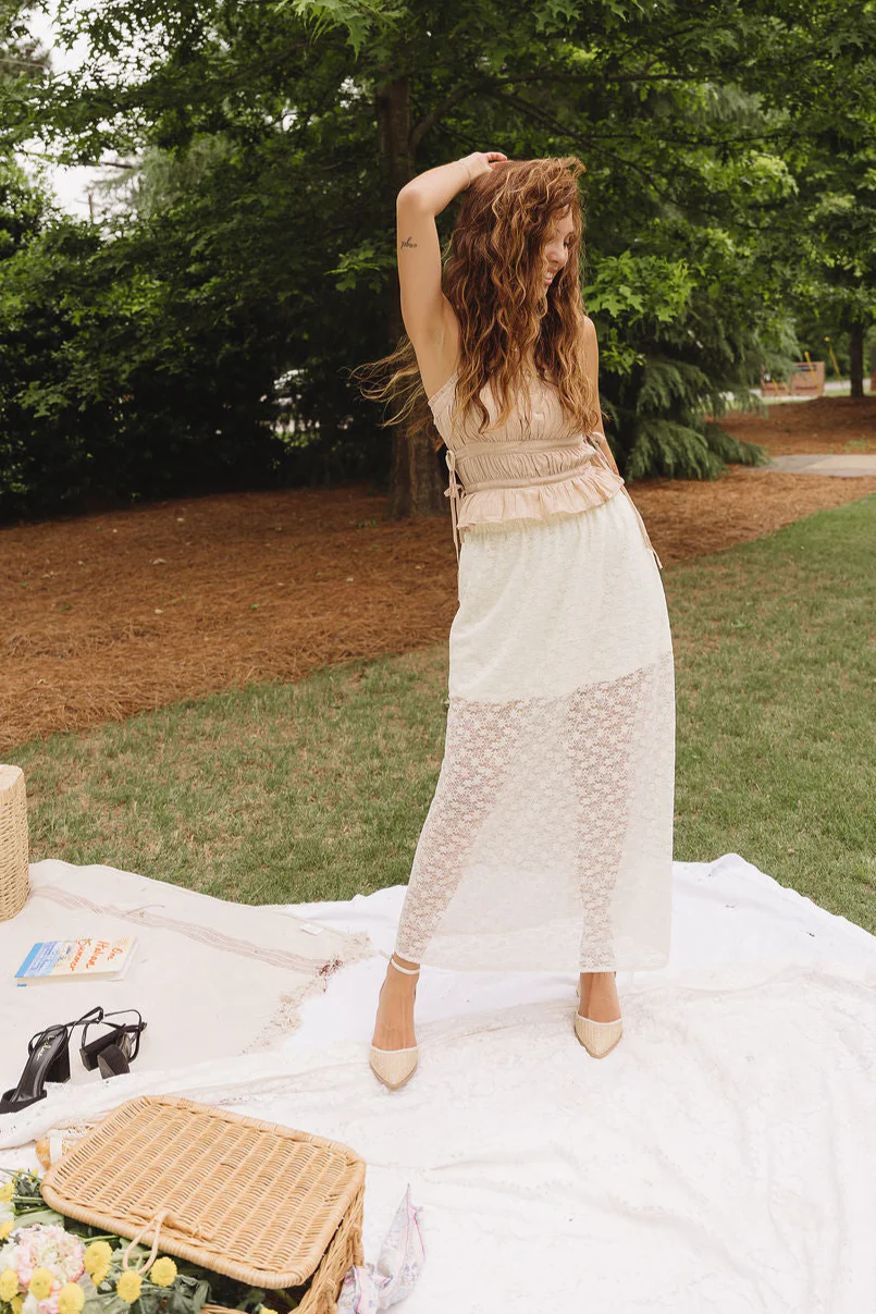 Angelina Taupe Side Tie Tank Top - Image 10