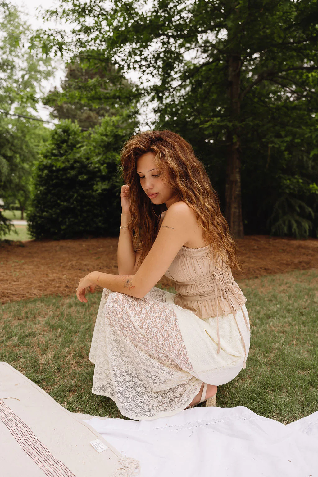 Angelina Taupe Side Tie Tank Top - Image 11