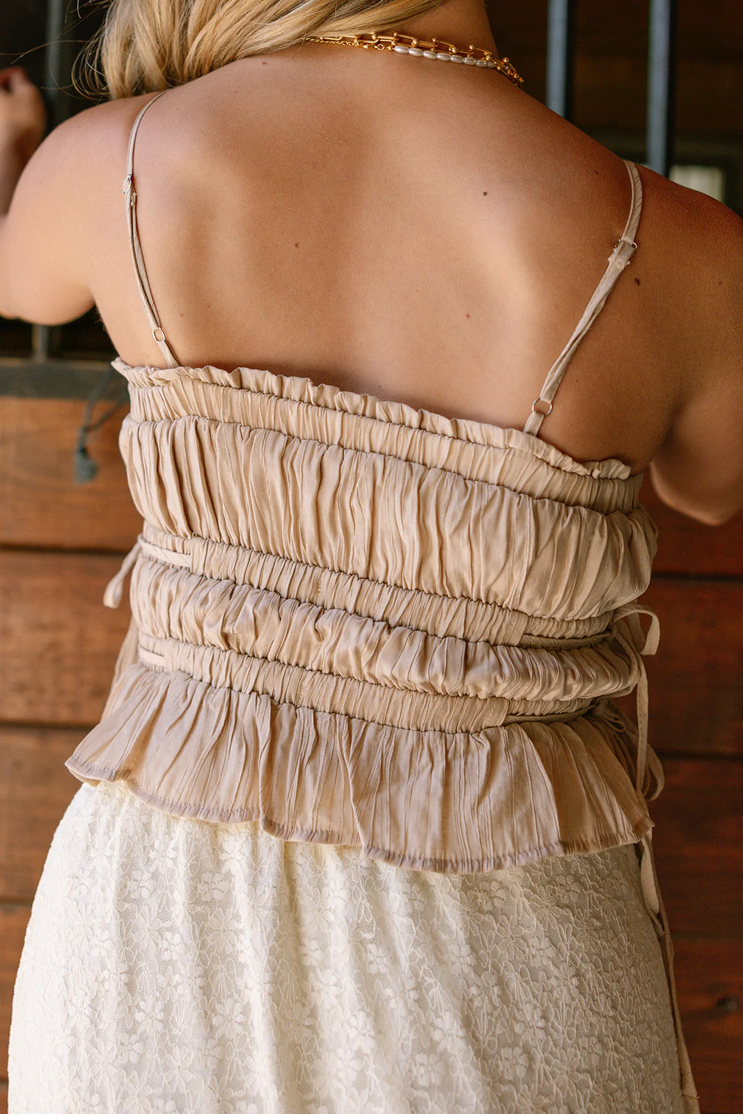 Angelina Taupe Side Tie Tank Top - Image 4