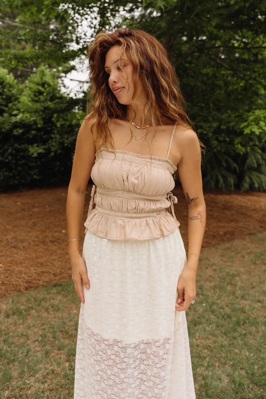 Angelina Taupe Side Tie Tank Top - Image 5
