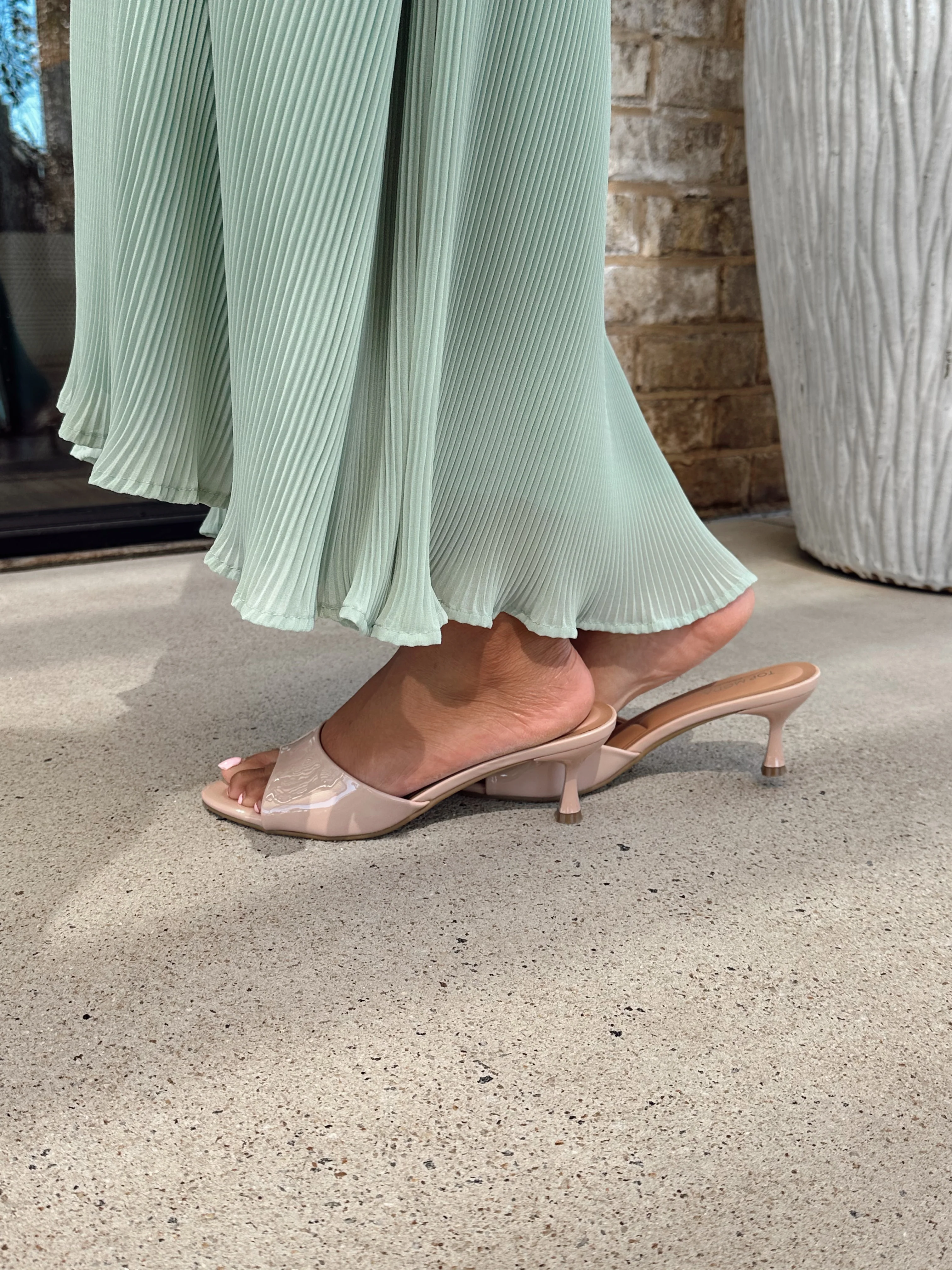 Angie Nude Patent Leather Slide-On Heel - Image 3