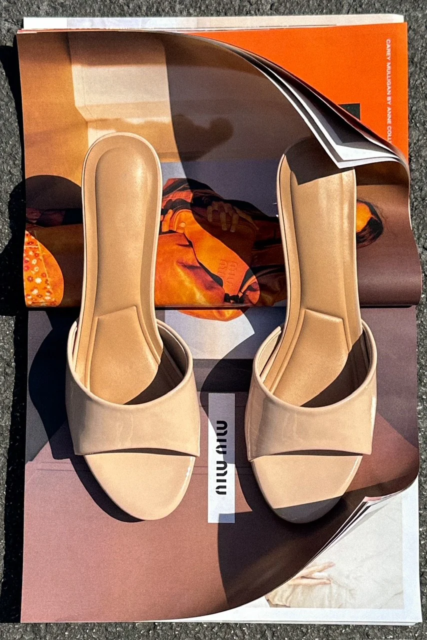 Angie Nude Patent Leather Slide-On Heel - Image 4