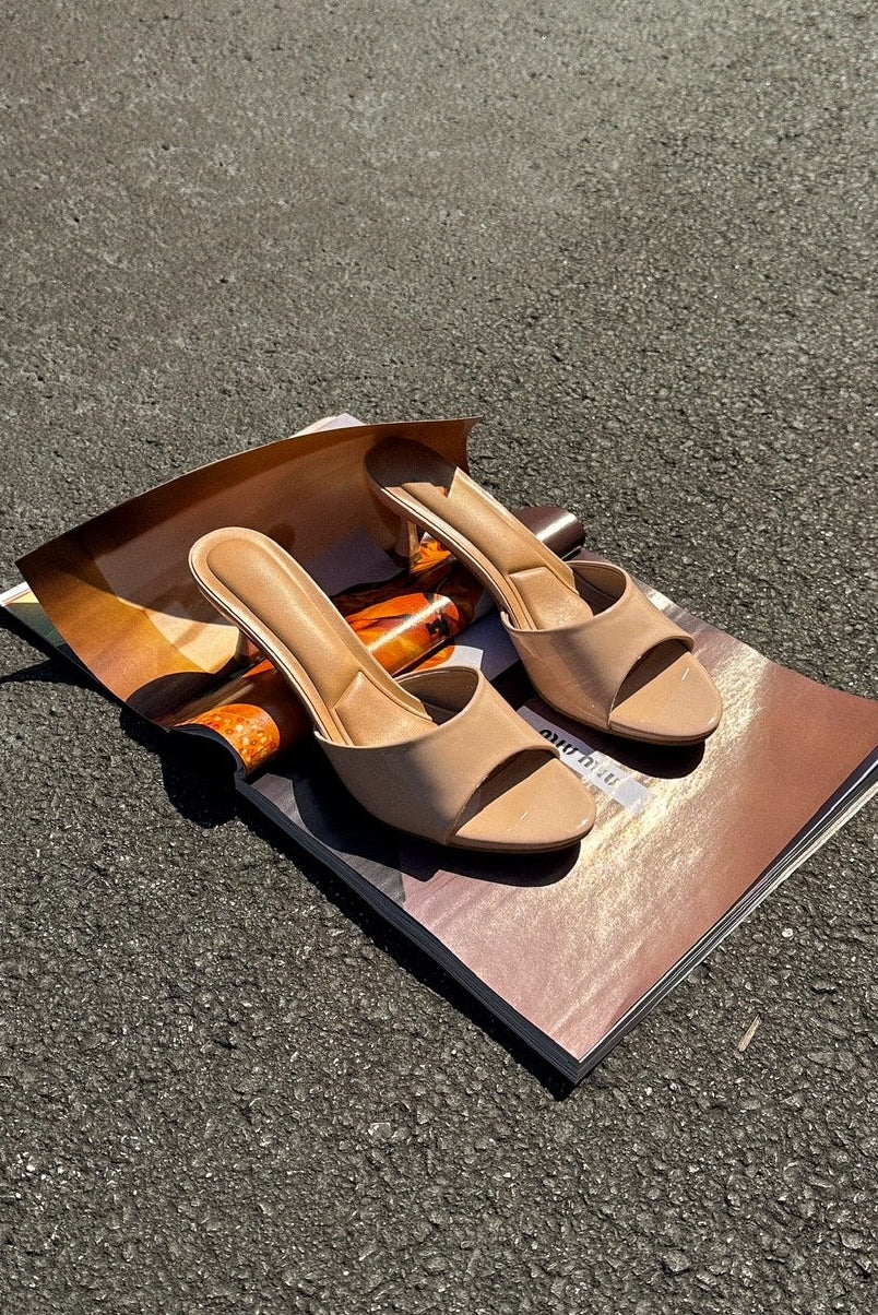 Angie Nude Patent Leather Slide-On Heel - Image 6
