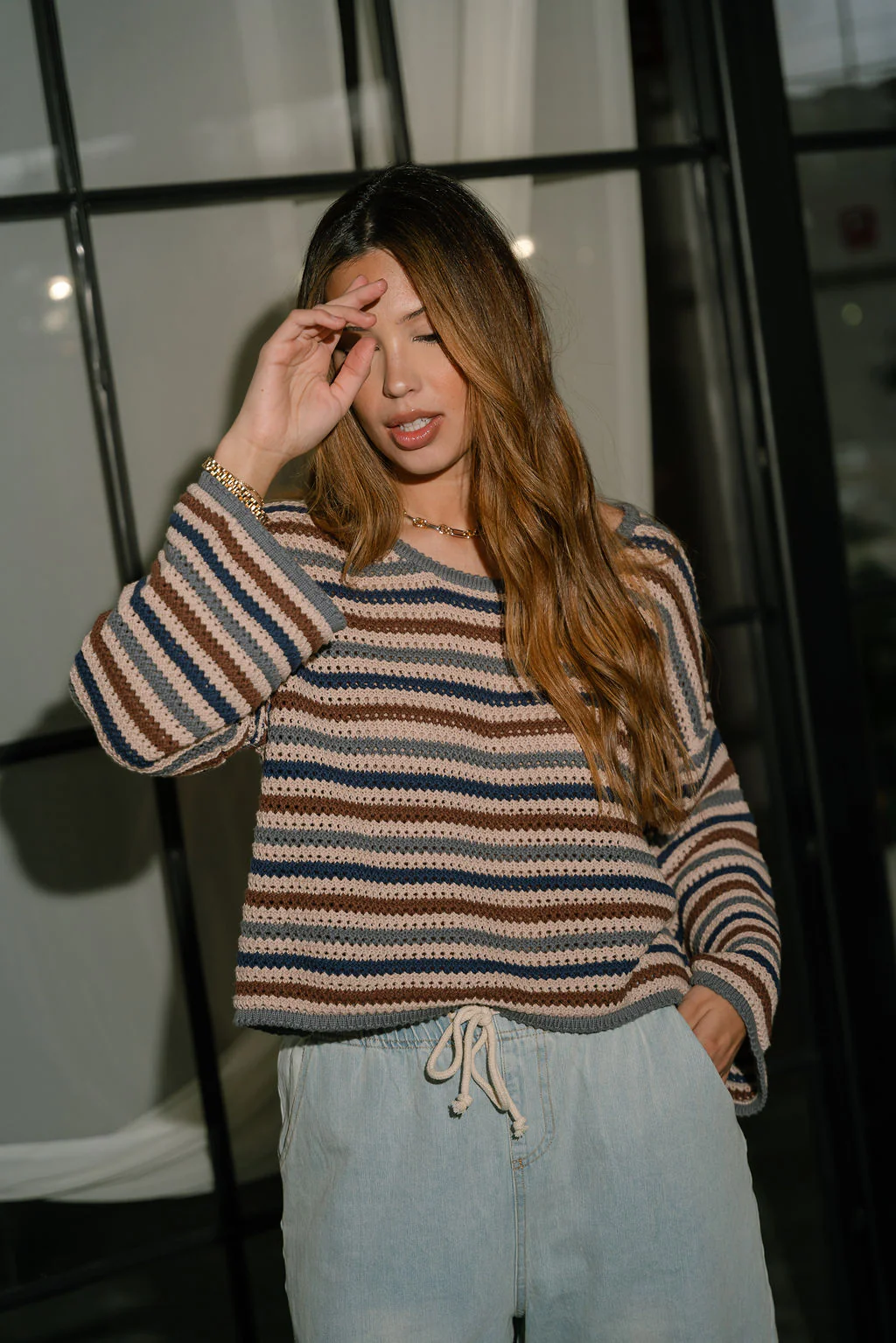 Ania Blue Multi Striped Sweater - Image 5