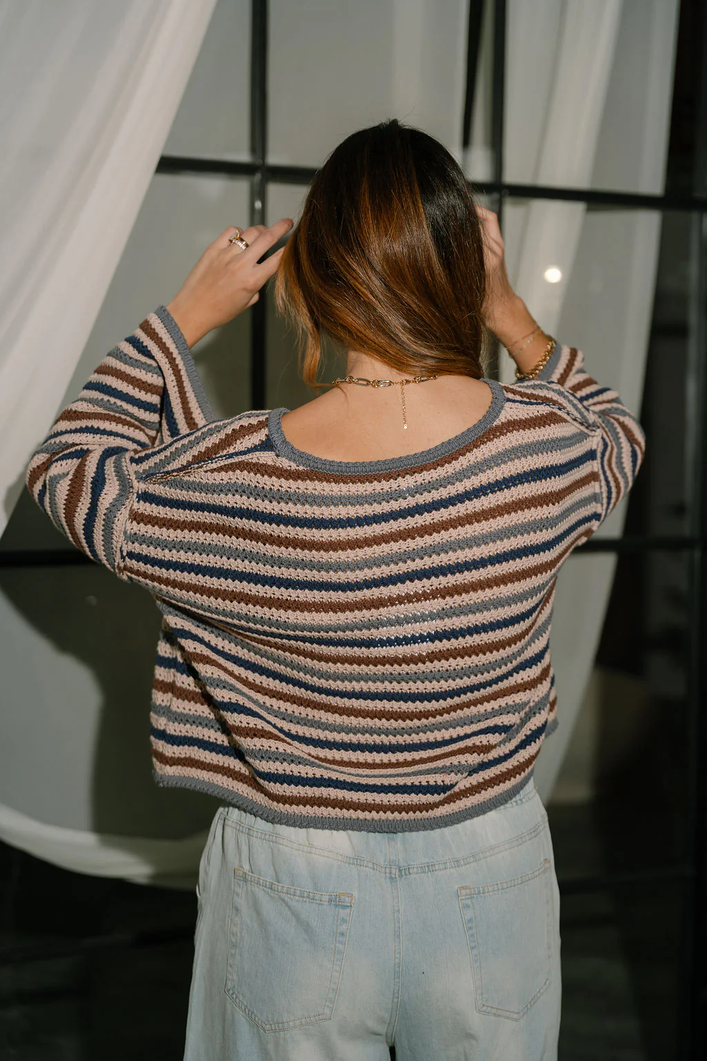 Ania Blue Multi Striped Sweater - Image 7