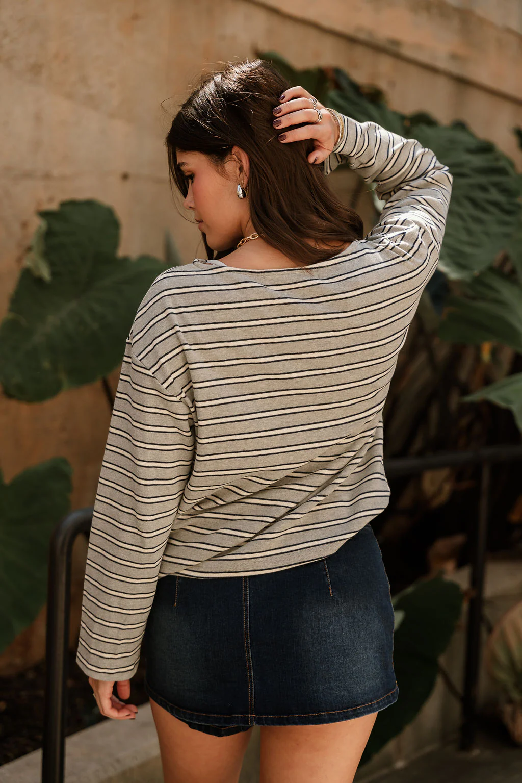 Anna Grey & Navy Multi Stripe Top - Image 10