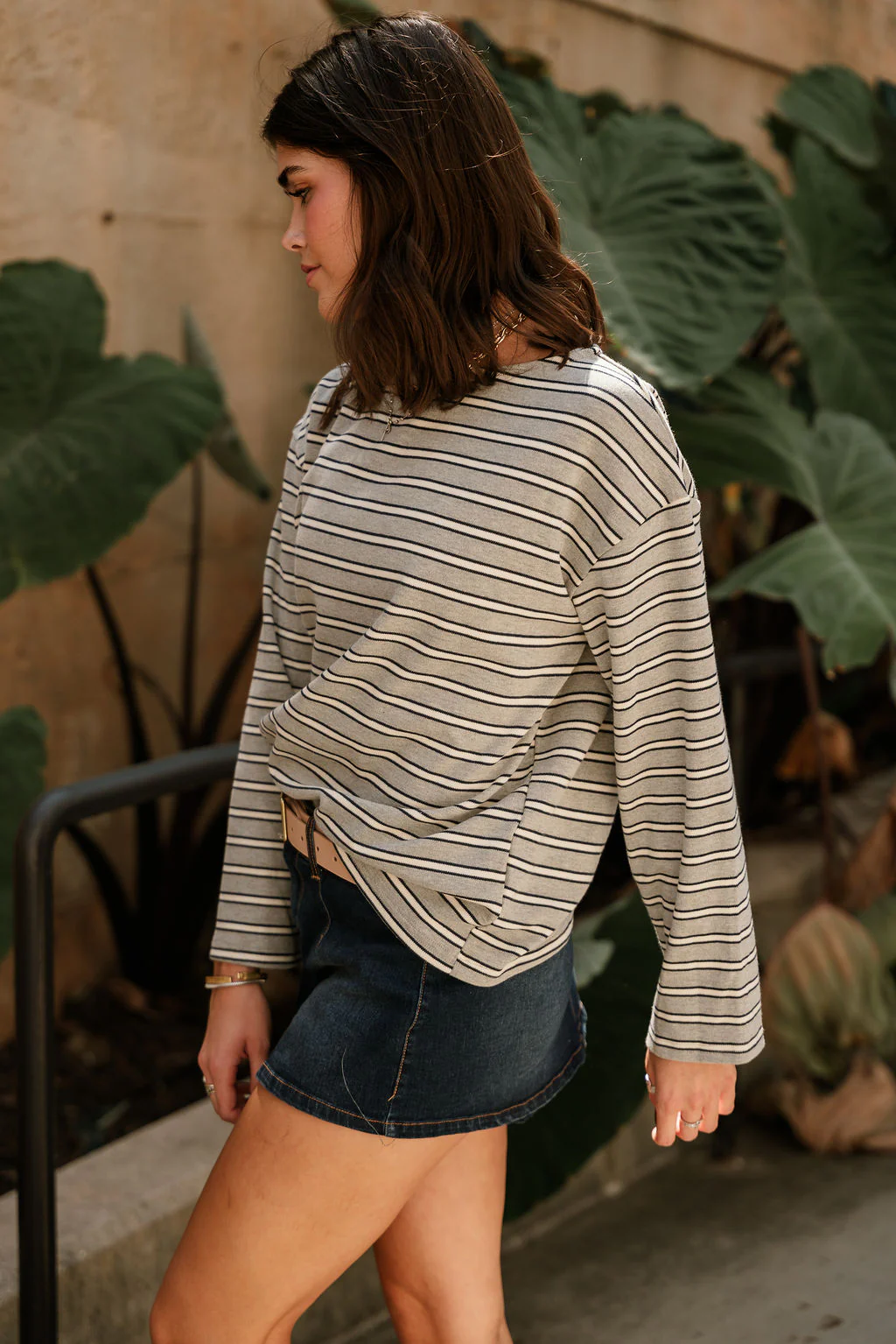 Anna Grey & Navy Multi Stripe Top - Image 3
