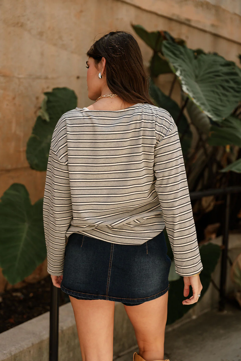 Anna Grey & Navy Multi Stripe Top - Image 4