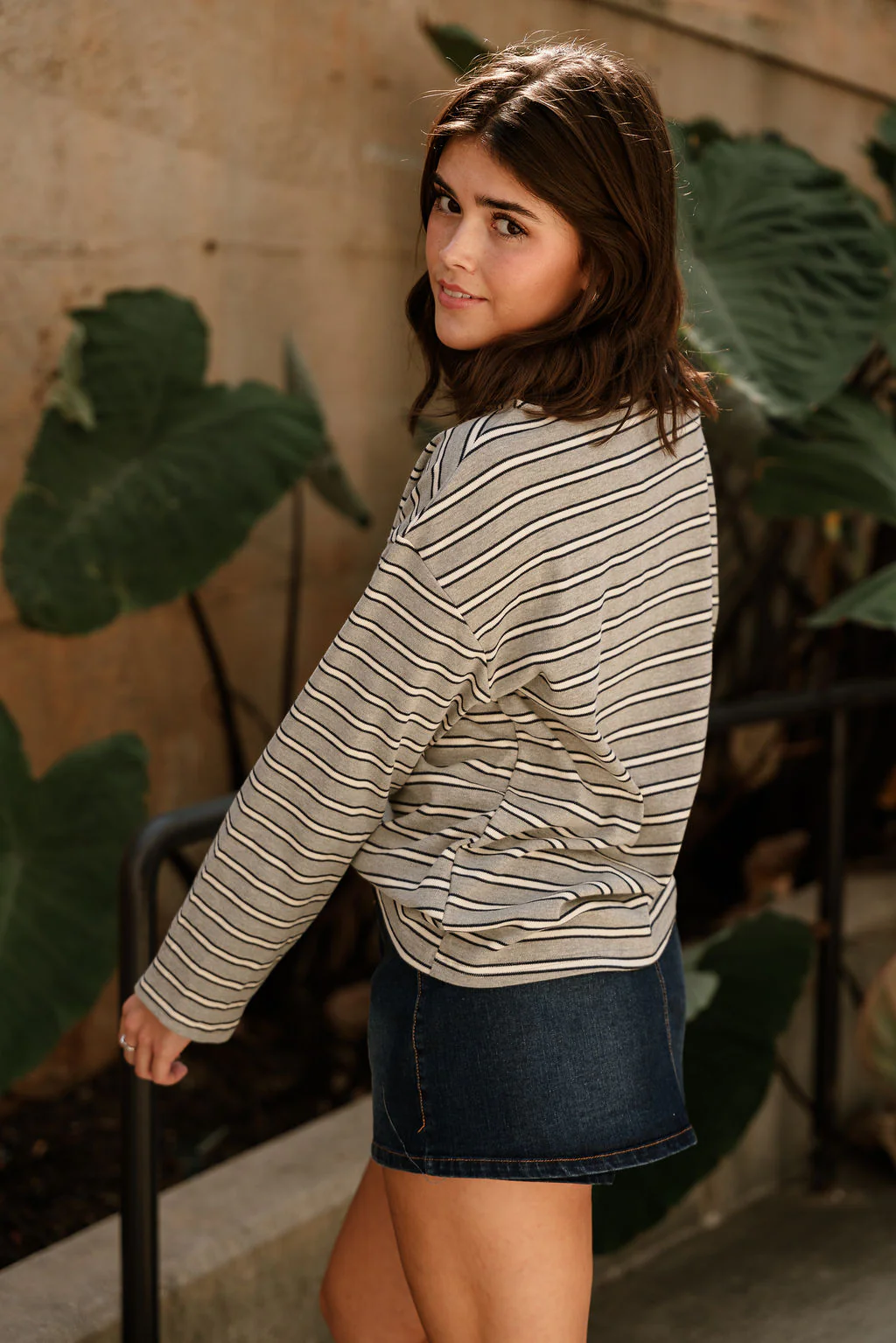 Anna Grey & Navy Multi Stripe Top - Image 8