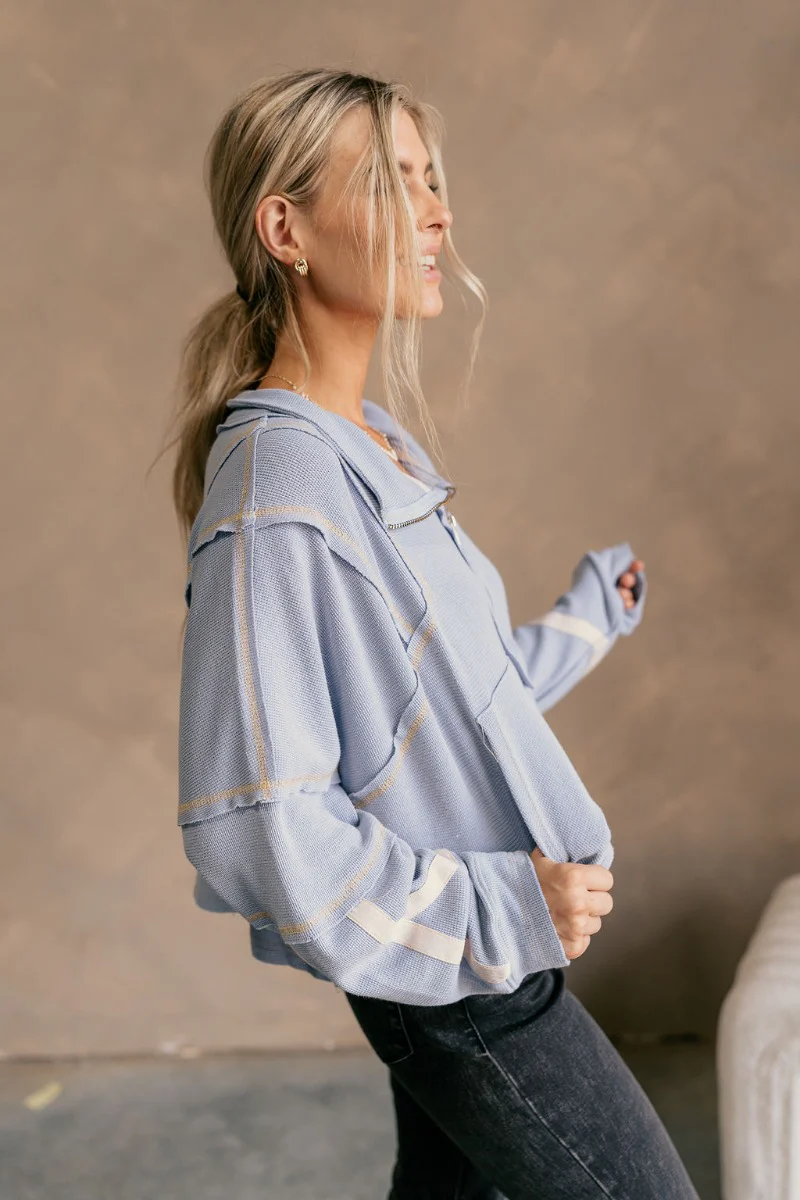 Anna Periwinkle Thermal Long Sleeve Top - Image 5