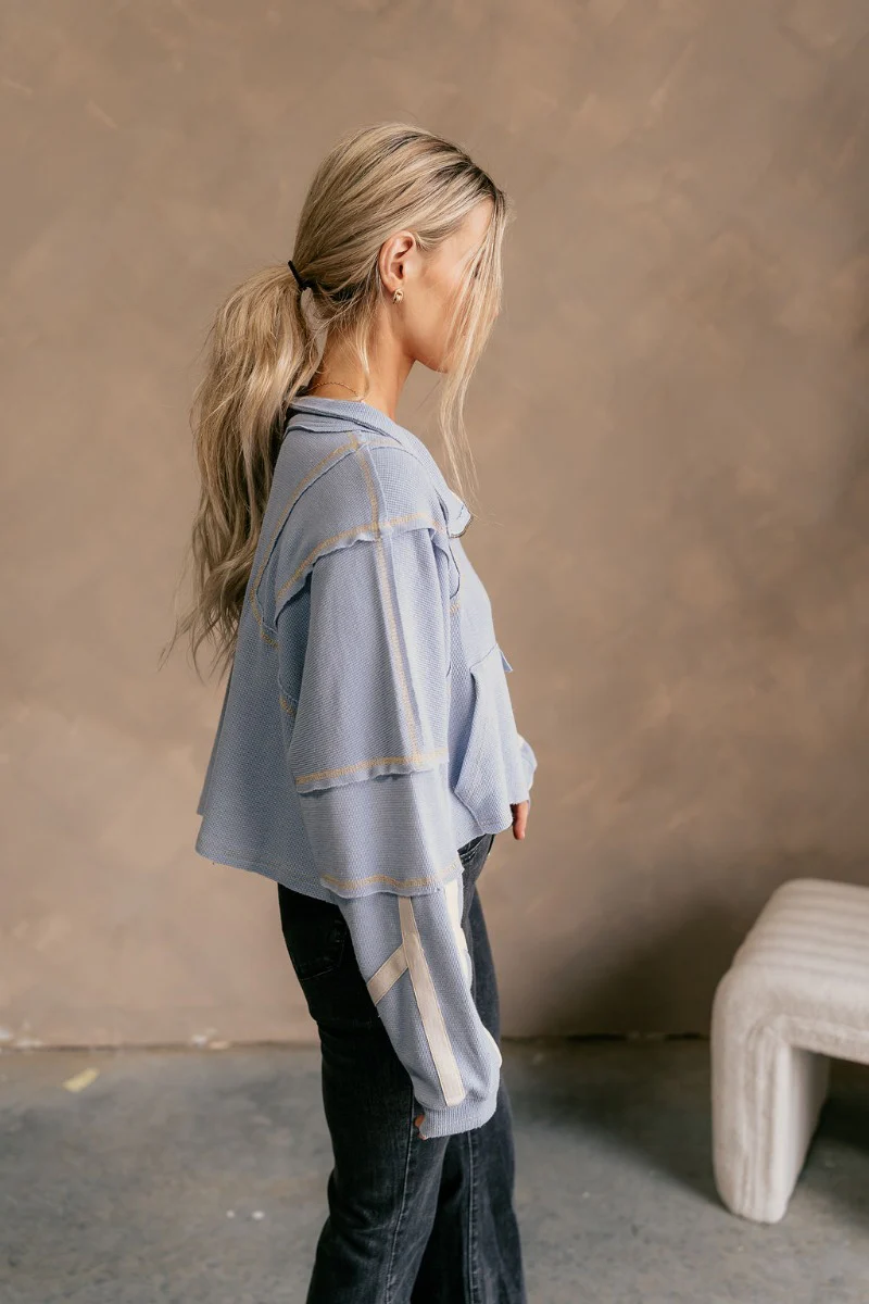 Anna Periwinkle Thermal Long Sleeve Top - Image 6