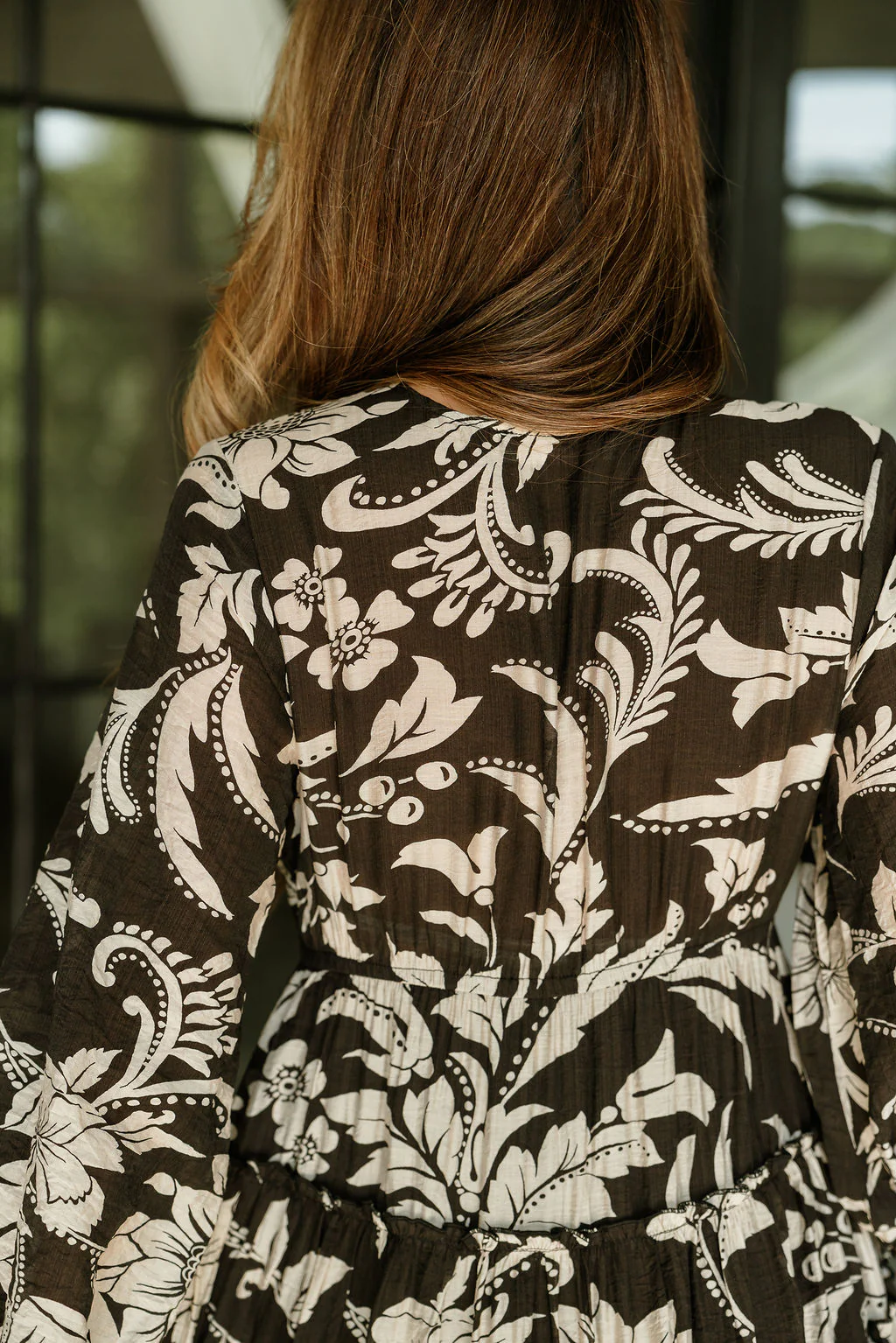 Annabelle Black & Cream Floral Midi Dress - Image 10