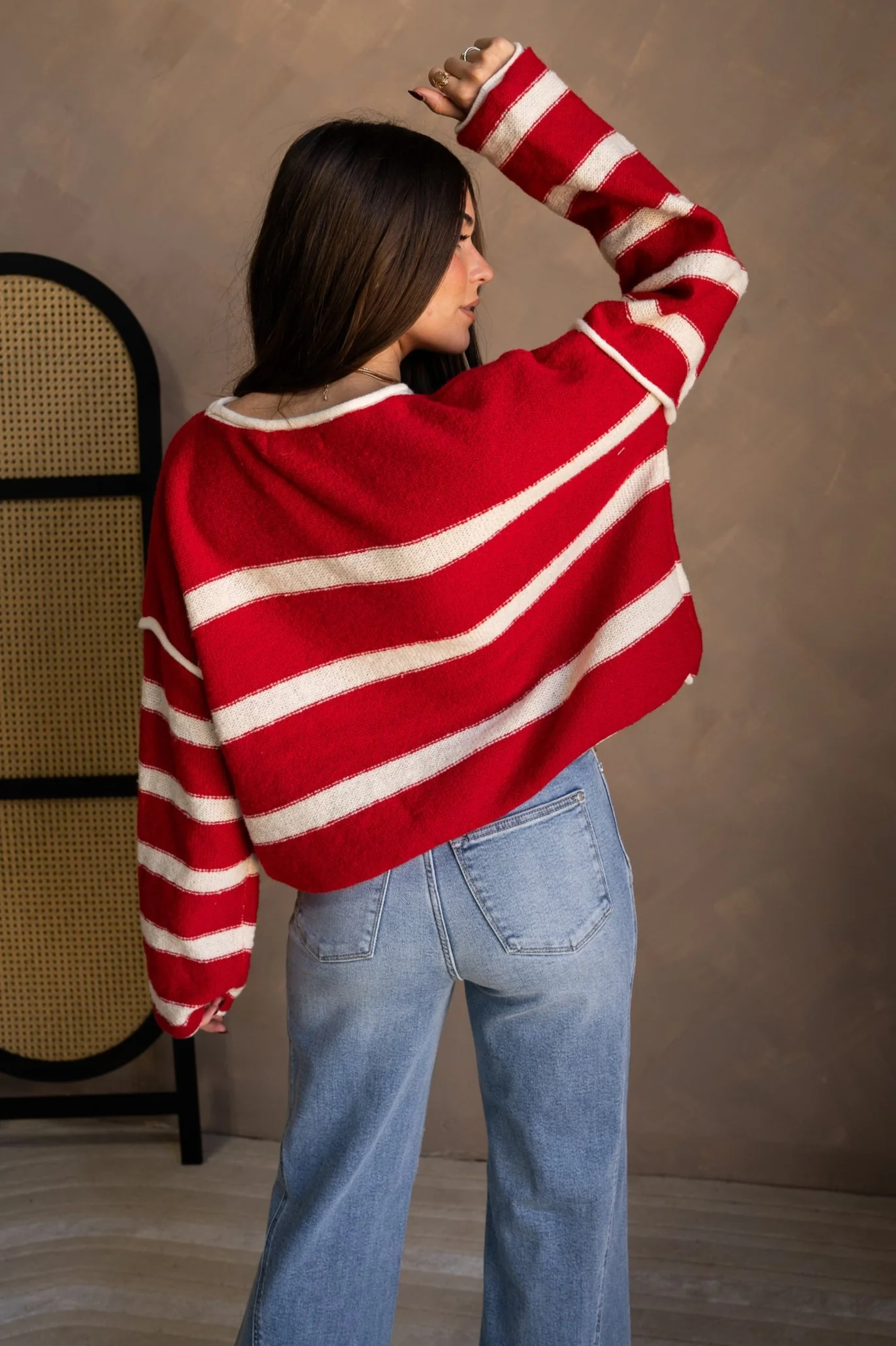 Annalie Red & Cream Stripe Sweater - Image 4
