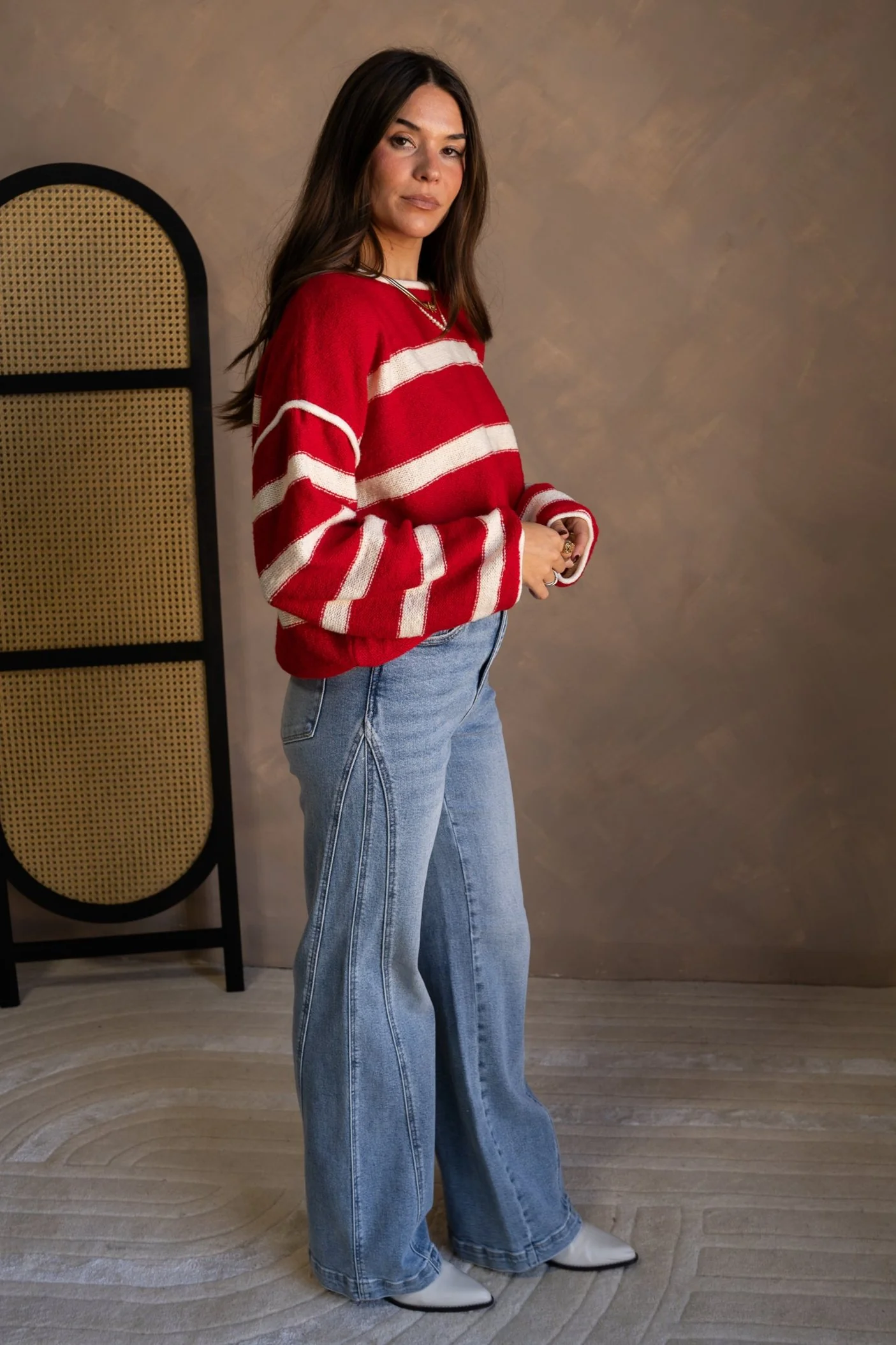 Annalie Red & Cream Stripe Sweater - Image 7