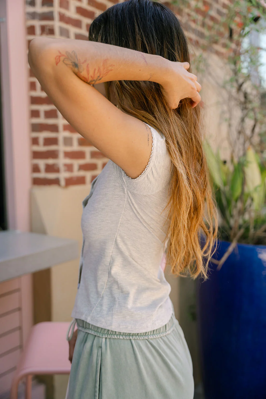 Annie Heather Grey Button-Up Top - Image 7