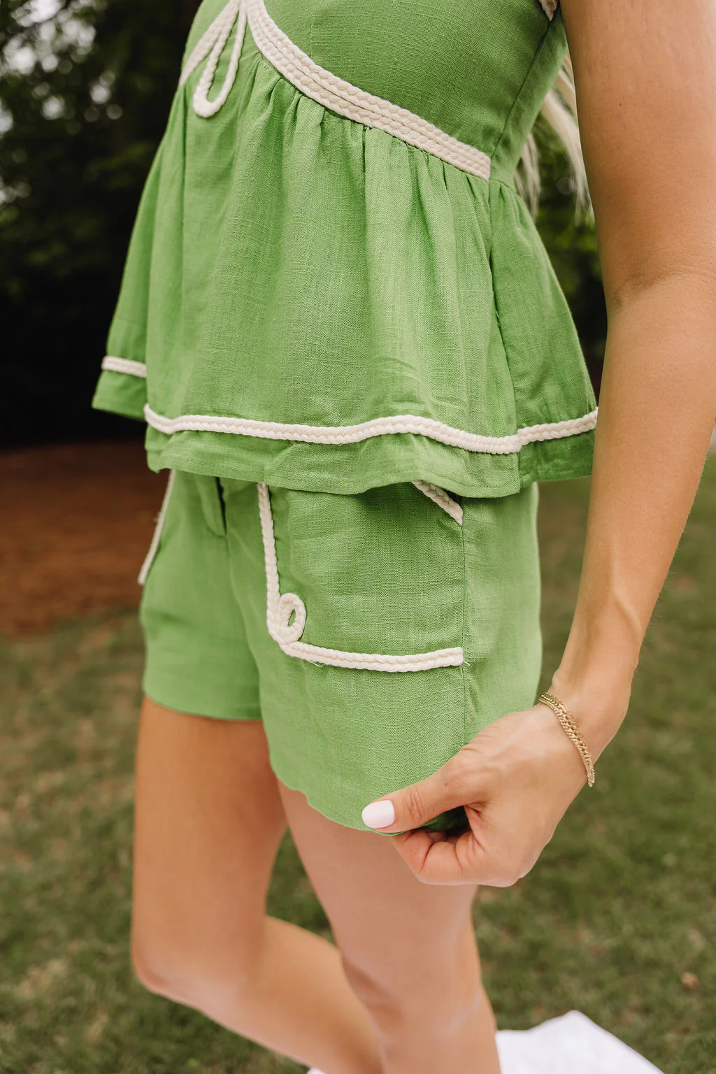 Ansley Green Braided Trim Shorts