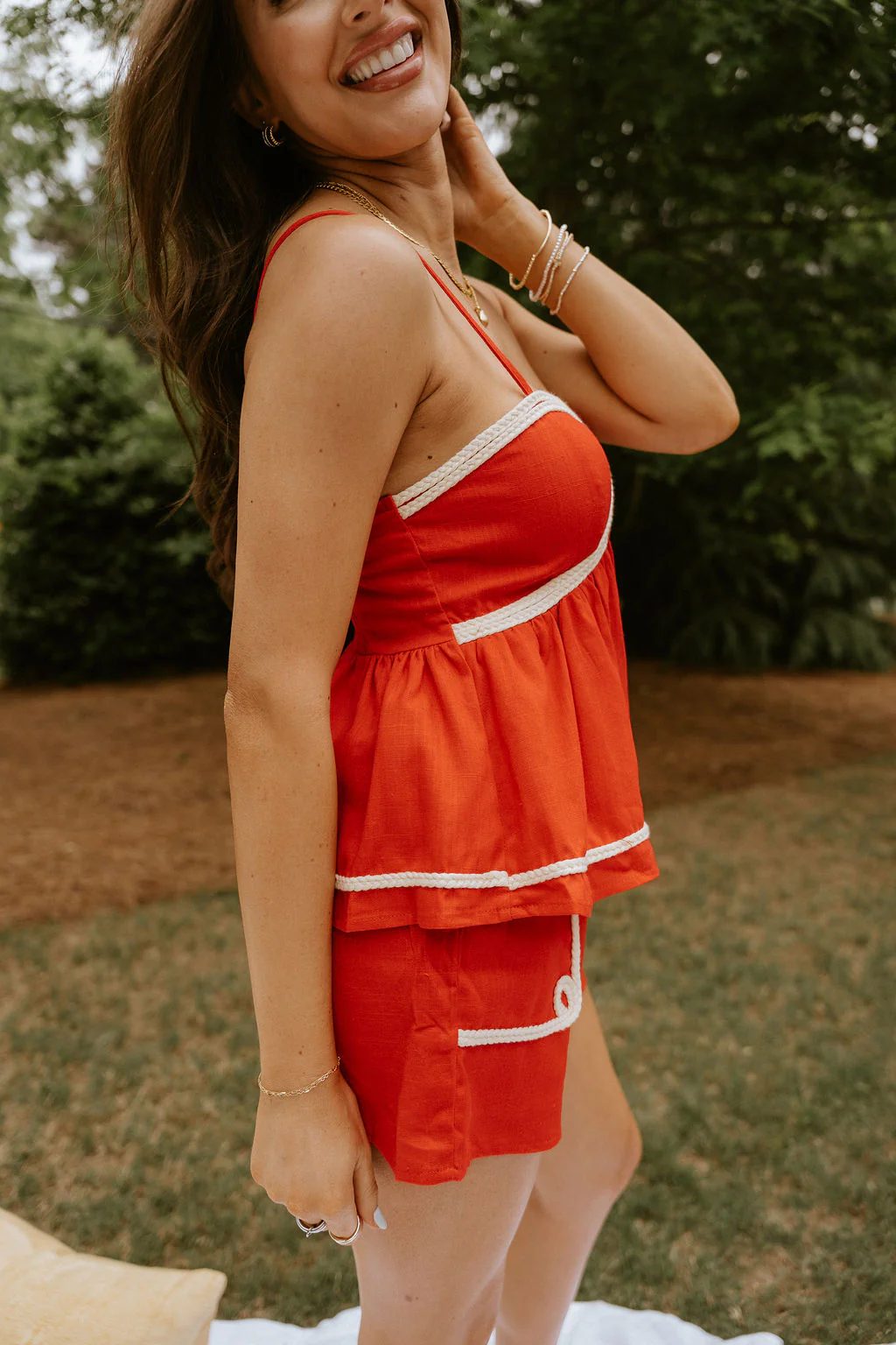 Ansley Red Braided Trim Tank Top - Image 4