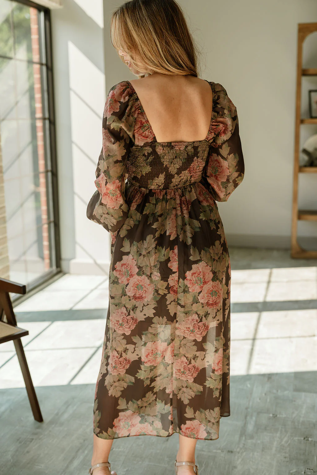 Any Brown Multi Floral Midi Dress - Image 7