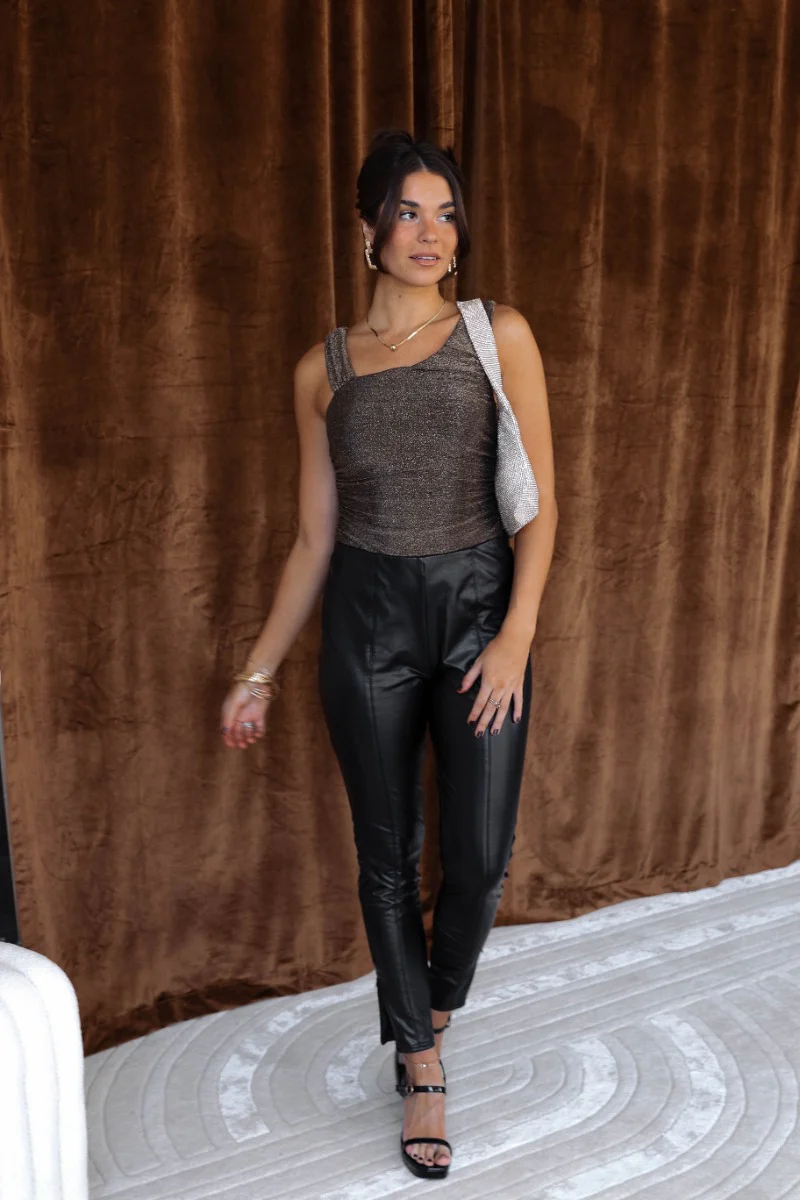 Anya Black & Gold Sleeveless Bodysuit