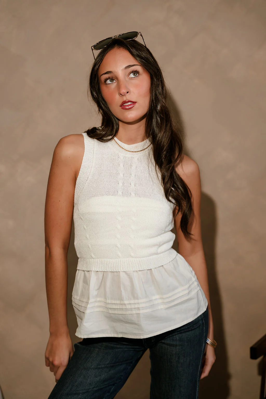 Anya Cream Peplum Tank Top